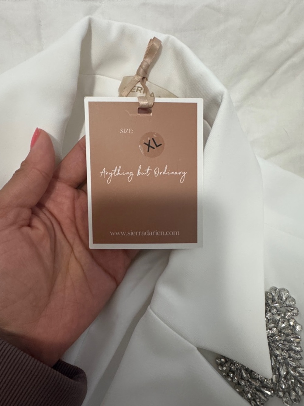 Embellished white Women's Suit Jacket & Wide-Leg Pants - Picture 2 of 2